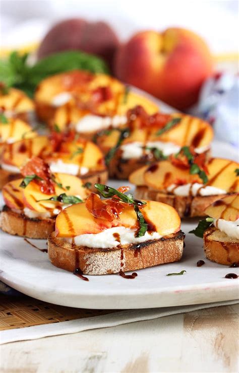 Honey Ricotta Peach Crostini with Crispy Pancetta - The Suburban Soapbox