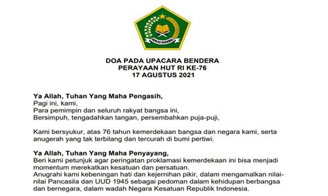 Doa Upacara Bendera Hari Senin Dan Kemerdekaan Penuh Khidmat