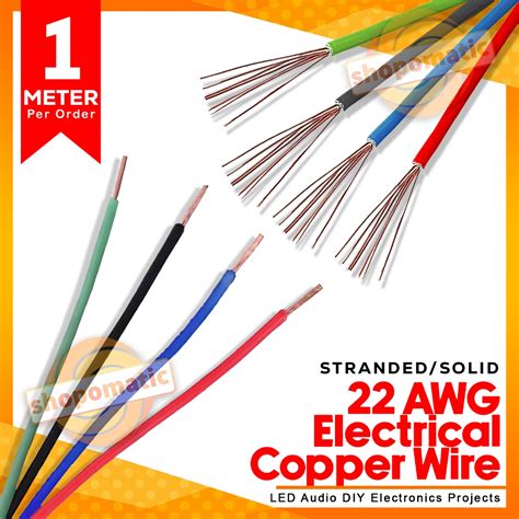 Solid Stranded Wire 22 AWG 1 Meter Electrical Copper Cable LED Audio