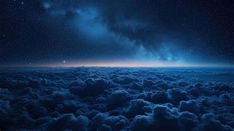 Premium Photo | Over clouds at night starry sky