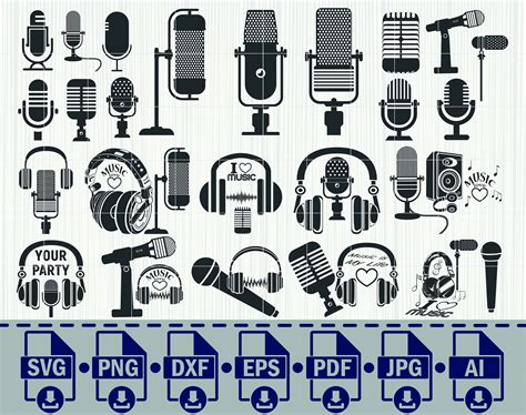 Microphone Svg File Music Svg Microphone Cut File Microphone Clipart