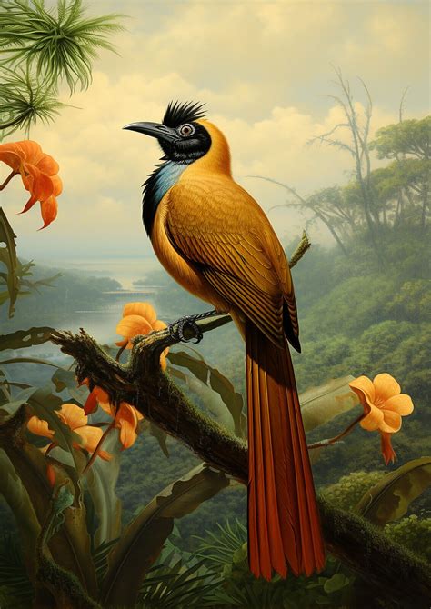 Bird Of Paradise Jungle Wild Bird Wall Art Print Tropical Bird Wall