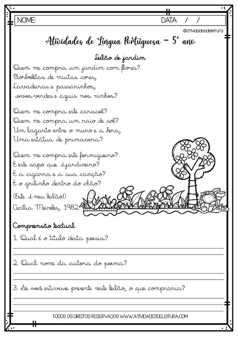 Interpreta O De Poemas Exercicios Librain