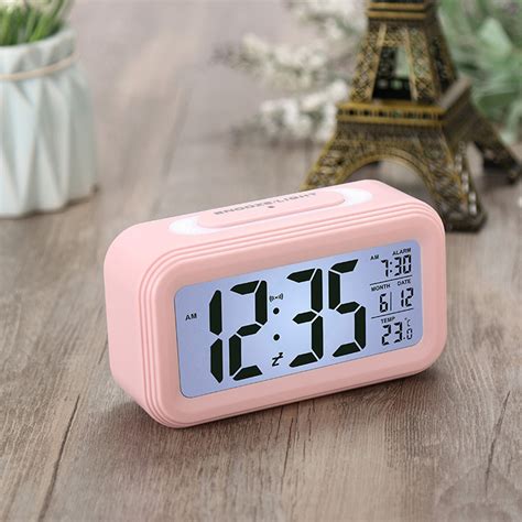 Shebeky Digital Alarm Clock Led Screen Sensor Night Light Temperature