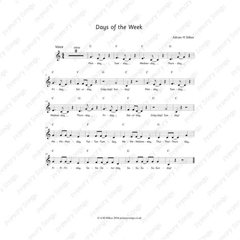 Days of the Week - Primary Songs