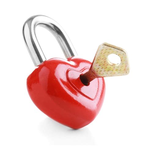 Premium Photo Heart Shaped Padlock With Key Isolated On White