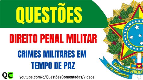 Simulado Crimes Militares Em Tempo De Paz Direito Penal Militar