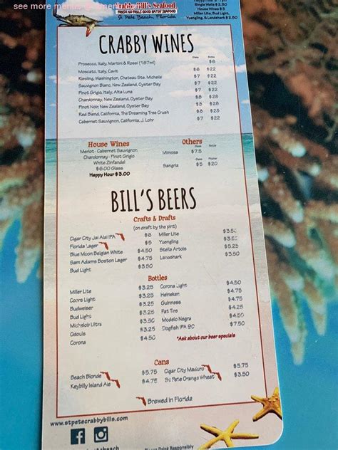 Online Menu Of Crabby Bills In St Pete Beach Restaurant St Pete