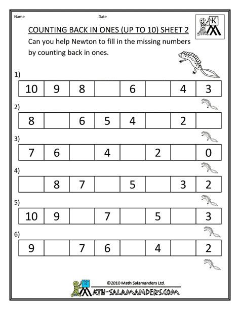 Backward Counting Lesson Plan