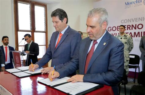 Gobiernos de Michoacán y Morelia firman convenio de coordinación en