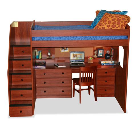 Queen Size Loft Bed With Stairs Storage Wood Bunk Bed With Stairs Bunk