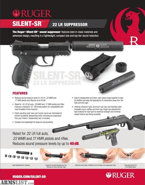 ARMSLIST - For Sale: Ruger Silent-SR Suppressor - 22 Silencer - New In Box - Ruger:19000