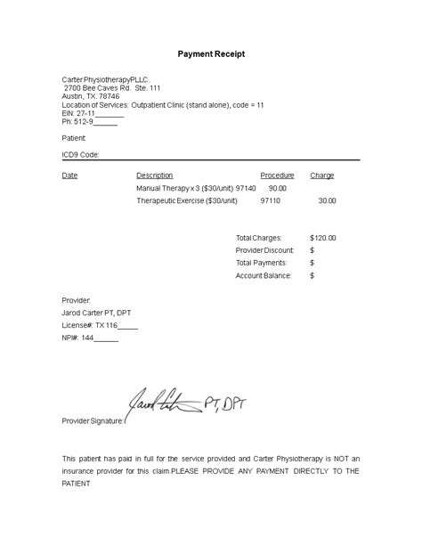 Kostenloses Example Of Payment Receipt Template