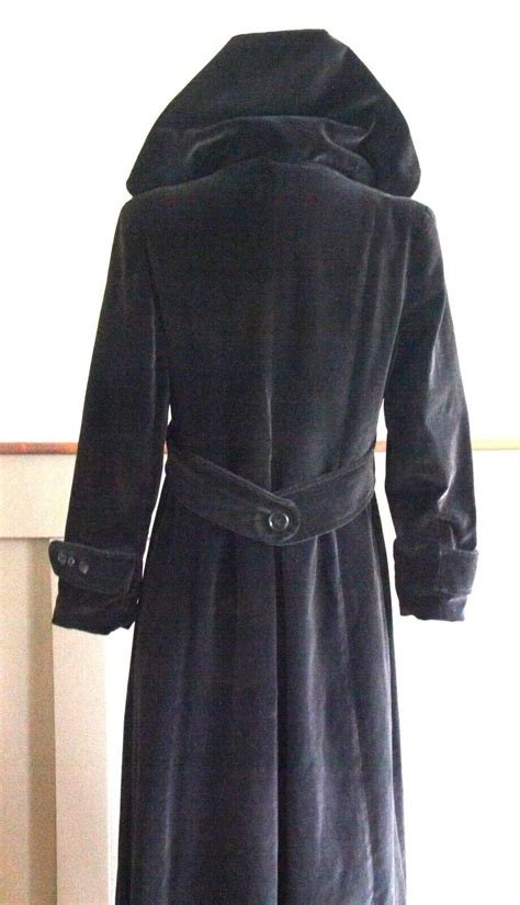 S Vintage Velvet Trench Coat English Dandy Style Gem