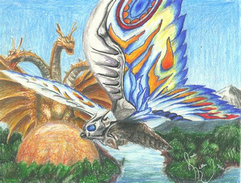 Mothra and King Ghidorah by pink12301 on DeviantArt