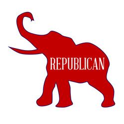 Red republican elephant silhouette on white Vector Image