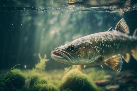 Fishing Close Up Shut Of A Zander Fish Under Water Illustration