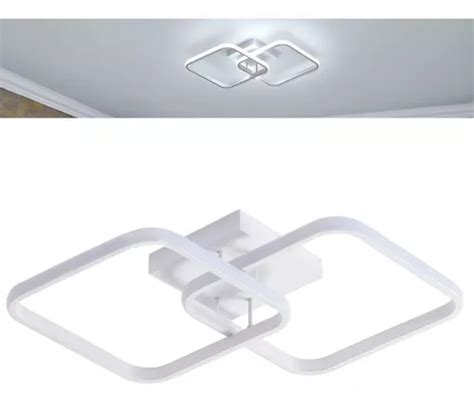 Plafon Luminária Led Duplo Quadrado Sobrepor Moderno 43cm Cor Branco