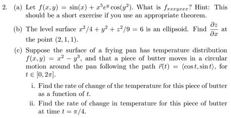 Solved A Let F X Y Sin X X Eycos Y What Is Fxyx Chegg