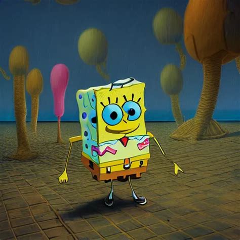 Spongebob Walking On The Short Realistic Digital Stable Diffusion