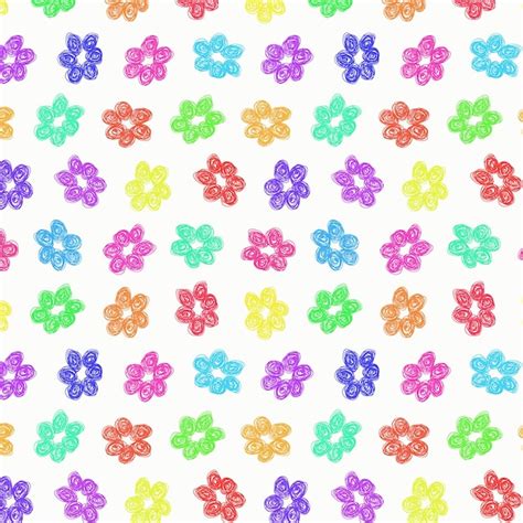 Premium Vector | Sketchy rainbow flower pattern on white background