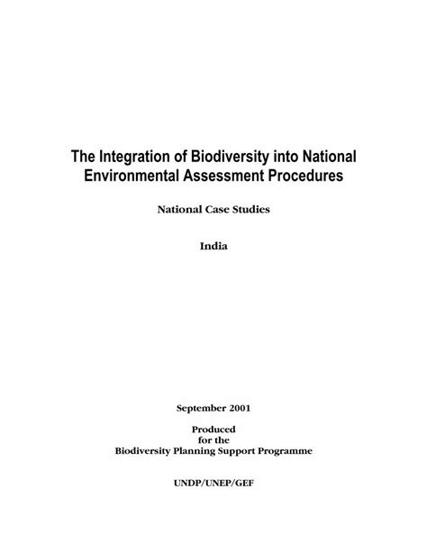 Pdf The Integration Of Biodiversity Into National · The Integration Of Biodiversity Into