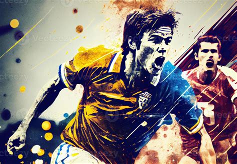 Abstract Sports Poster Soccer Player Hitting The Ball Image 22594031