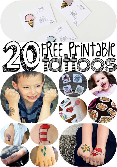 20 Free Printable Cool Kid Temporary Tattoos Printable Tattoos Craft