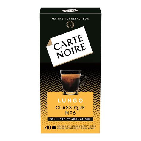 Carte Noire Capsules De Café Espresso Lungo Intensité 6 Compatibles Nespresso 10 Capsules Pas