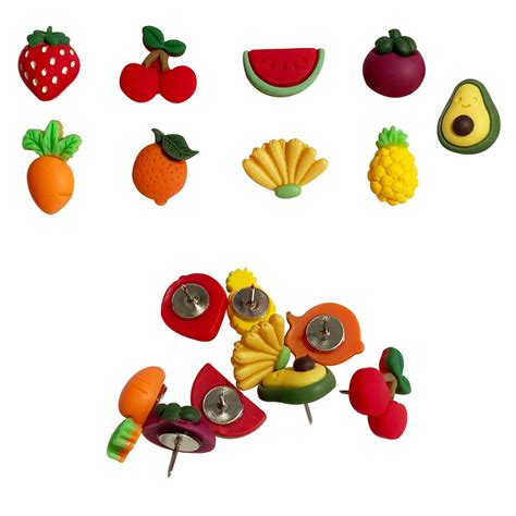 Amazon.com: 30 Pcs Fruit Vegetables Push Pins Cartoon Fruit Push Pin ...
