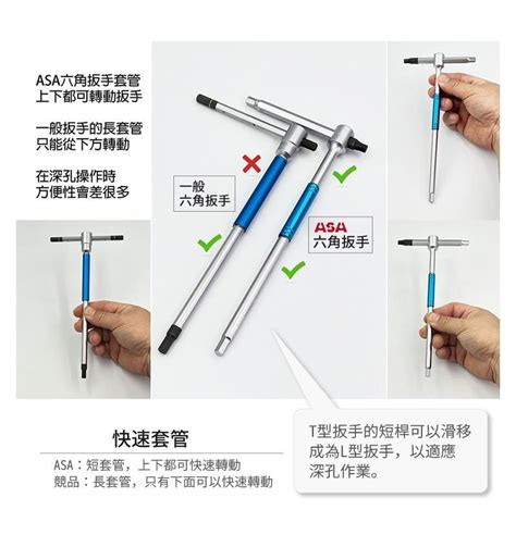 【南紡購物中心】 Asa【專利螺旋t型六角扳手6mm單支 Thr 6】台灣製 專利防滑一般六角 三叉快速六角板手 內六角扳手 滑牙