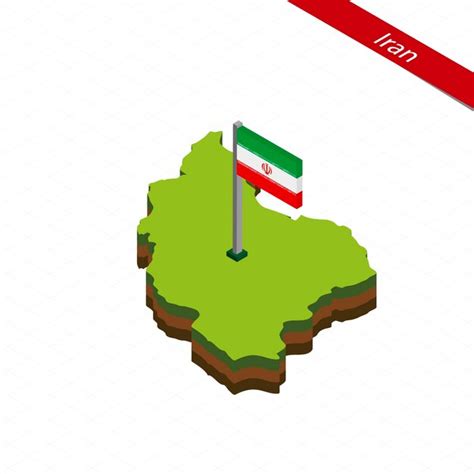 Iran Isometrische Karte Und Flagge Vector Illustration Premium Vektor