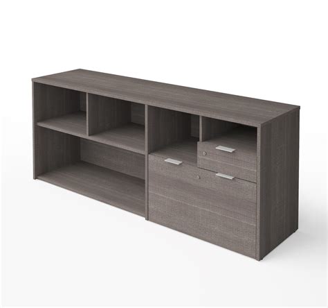 71 Bark Gray Storage Credenza With Drawers By Bestar