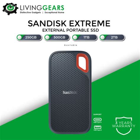 Sandisk E61 Extreme ® Portable Ssd 500gb 1tb 2tb Usb 31 For Windows Mac Type C And Type A