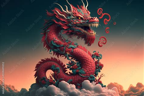 Chinese dragon fantasy background, Asian and Eastern mythological ...