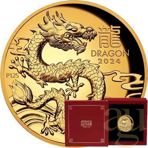 1 Unze Goldmünze Australien Lunar III Drache 2024 polierte Platte