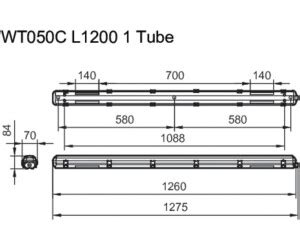 Philips Ledinaire Feuchtraumleuchte Leergehäuse für T8 LEDtube Lampen