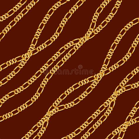 Seamless Pattern Of Golden Chains Curved Waves Designed With Diagonal