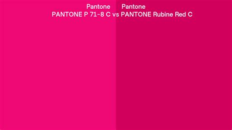 Pantone P C Vs Pantone Rubine Red C Side By Side Comparison