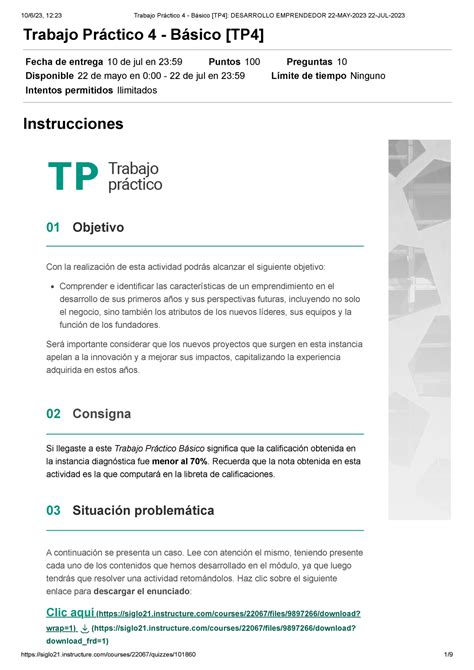 Trabajo Práctico 4 Básico TP4 Desarrollo Emprendedor 22 MAY 2023 22