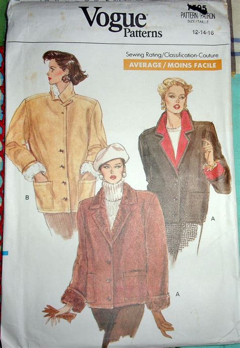 Vogue 7595 Button Down Box Jacket Coat Vtg 1980s Sewing Etsy