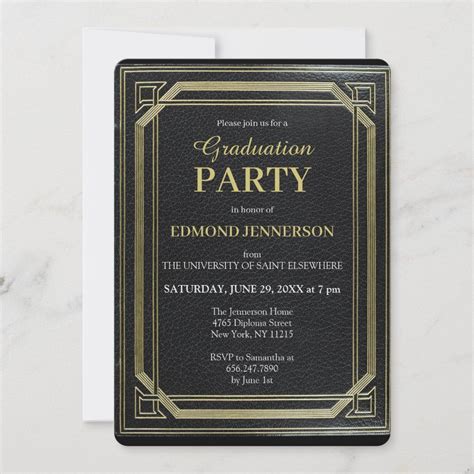 Elegant Formal Black Gold Graduation Party Invitation Zazzle In