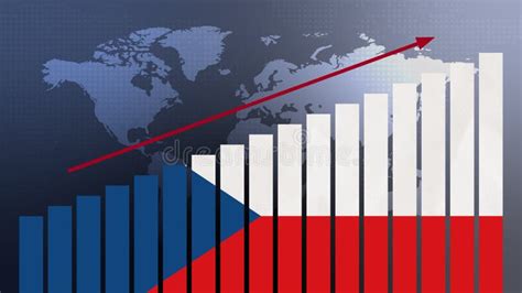 Czech Republic Flag On Bar Chart Concept With Increasing Values