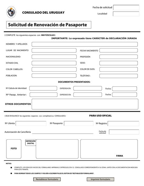 Solicitud De Pasaporte Para Imprimir