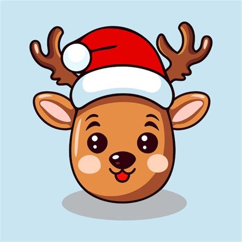 A Cute Cartoon Santa Claus Deer With Antlers A Christmas Tree And A Red