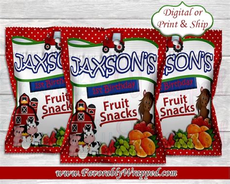 Barnyard Fruit Snacks Farm Fruit Snack Farm Birthday Farm Etsy