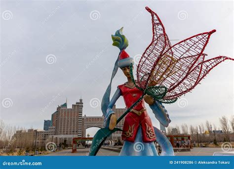 Sculpture Of Woman In Traditional Kazakh Clothes Nur Sultan