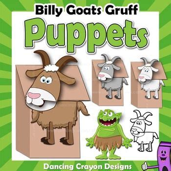 Three Billy Goats Gruff Craft Activity | Paper Bag Puppet Templates ...