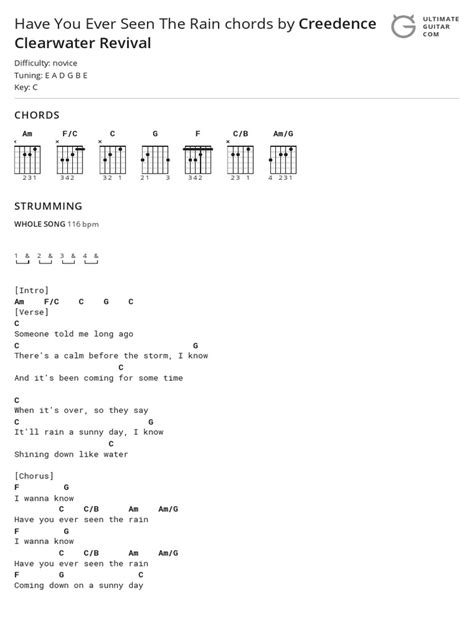 Have You Ever Seen The Rain Chords By Creedence Clearwater Revivaltabs At Ultimate Guitar