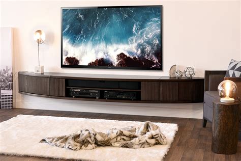 Wall Mount Floating Entertainment Center TV Stand - Arc - Espresso ...